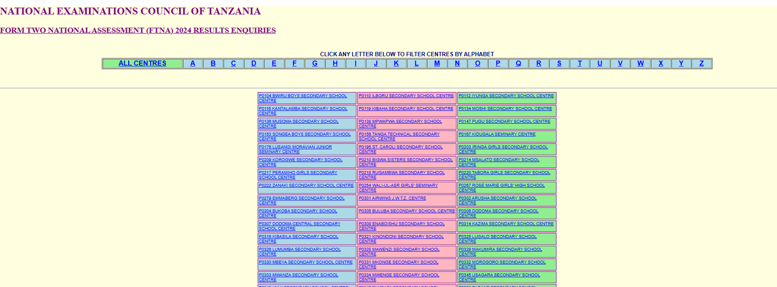 Matokeo kidato cha pili