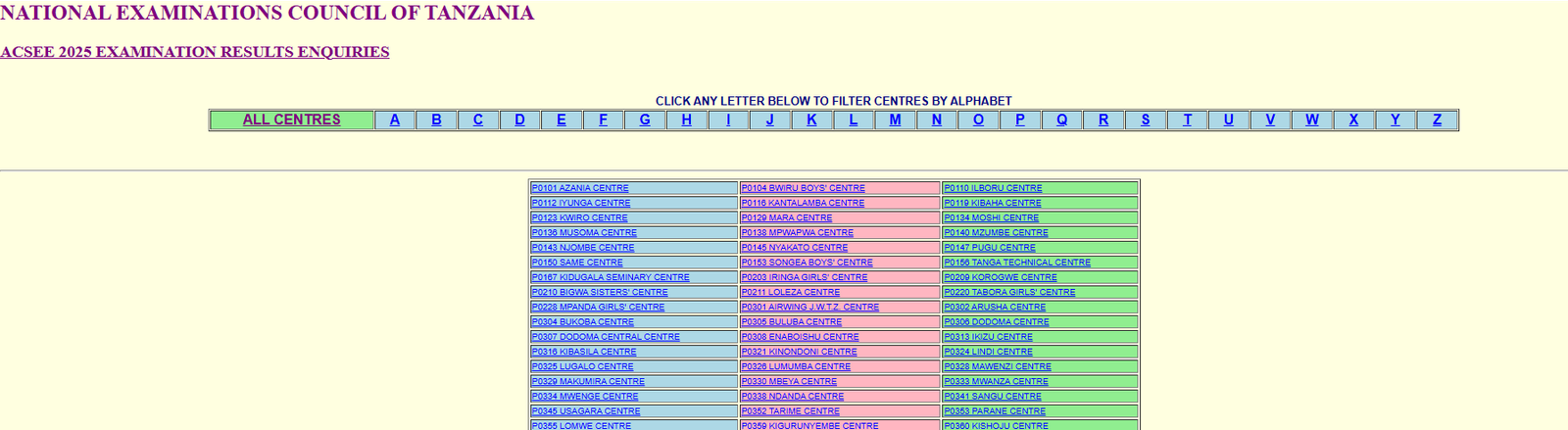 Matokeo kidato cha sita